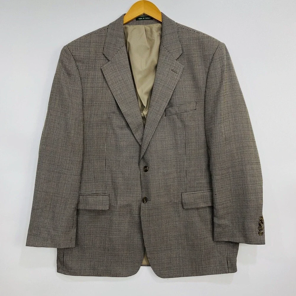 Lauren‎ Ralph Lauren Men's Wool Blazer 46R Brown Check Business Career
